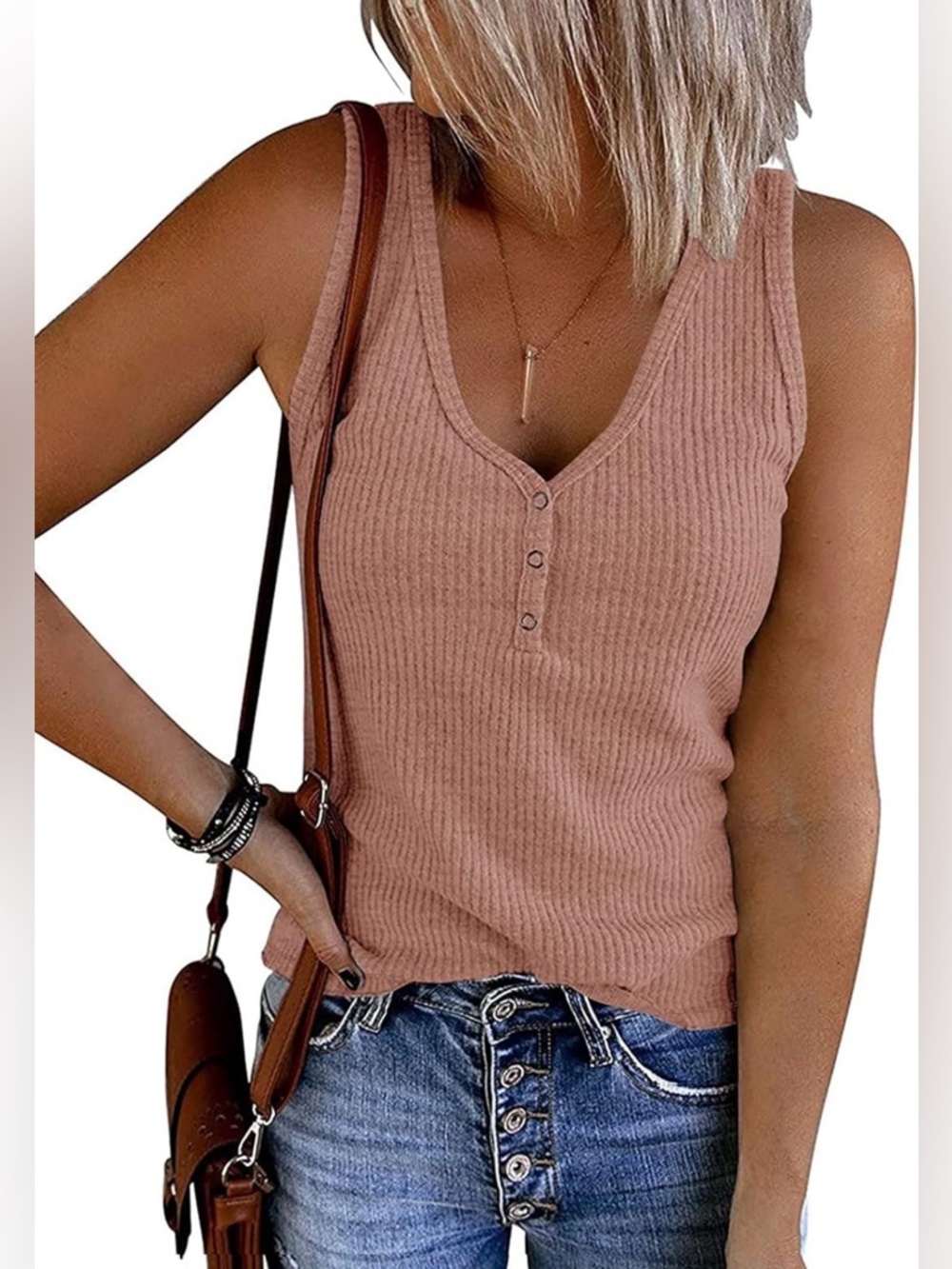 Women’s V-neck Button Tank